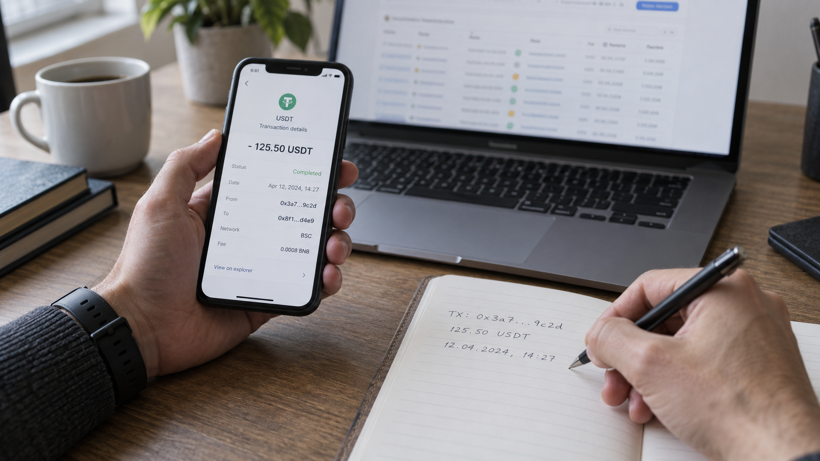 Фіксація деталей транзакції USDT з Trust Wallet у блокчейн-оглядачі